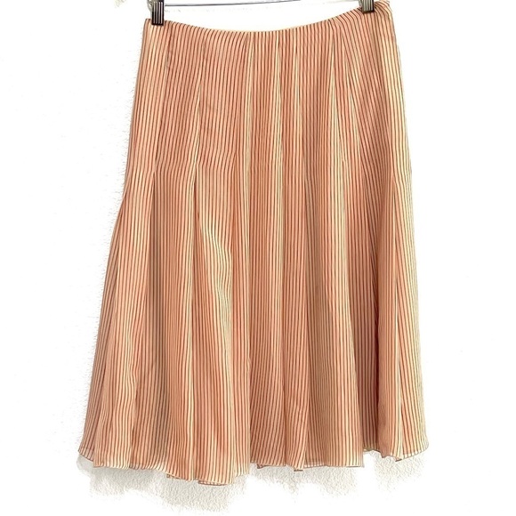 Akris Punto Woman 100% SILK Red Stripe Skirt Size 4 - Picture 1 of 14